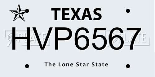 HVP6567 Texas License Plate