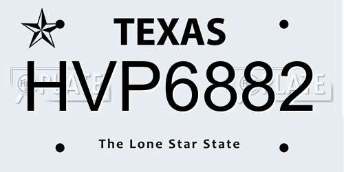 HVP6882 Texas License Plate
