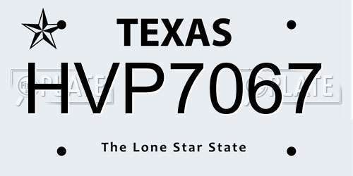 HVP7067 Texas License Plate