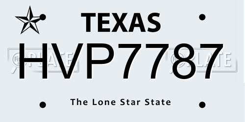 HVP7787 Texas License Plate