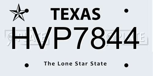 HVP7844 Texas License Plate