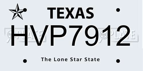 HVP7912 Texas License Plate