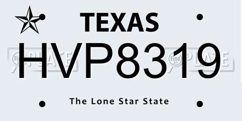HVP8319 Texas License Plate