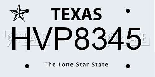 HVP8345 Texas License Plate