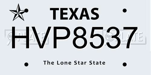 HVP8537 Texas License Plate