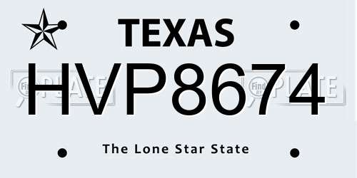 HVP8674 Texas License Plate