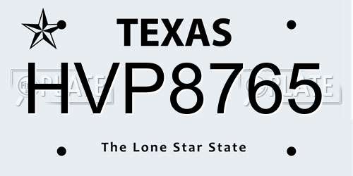 HVP8765 Texas License Plate