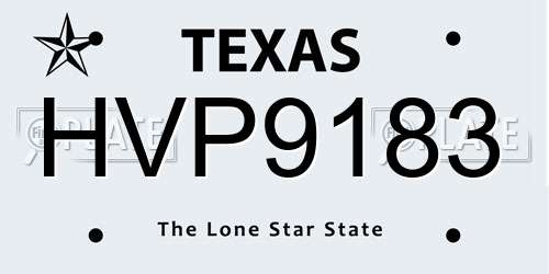 HVP9183 Texas License Plate