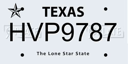 HVP9787 Texas License Plate