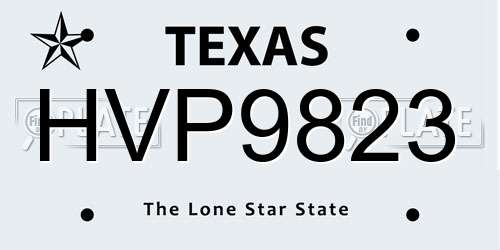 HVP9823 Texas License Plate