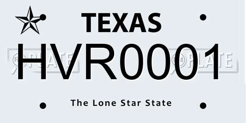 HVR0001 Texas License Plate