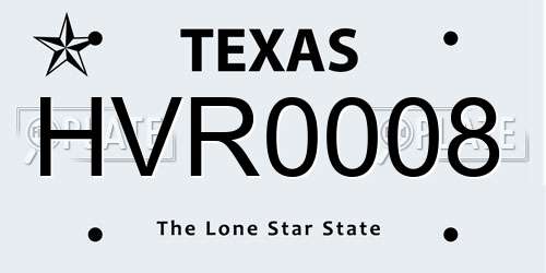 HVR0008 Texas License Plate