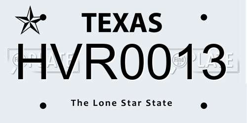 HVR0013 Texas License Plate