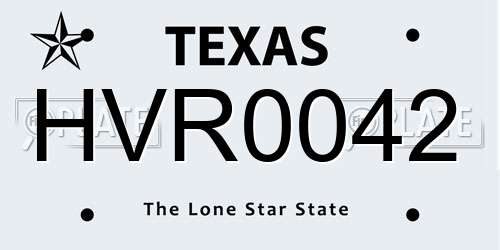 HVR0042 Texas License Plate