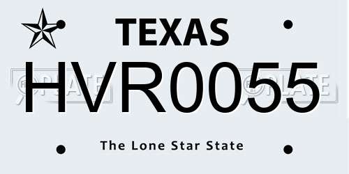 HVR0055 Texas License Plate
