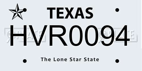HVR0094 Texas License Plate
