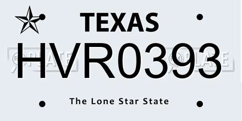 HVR0393 Texas License Plate