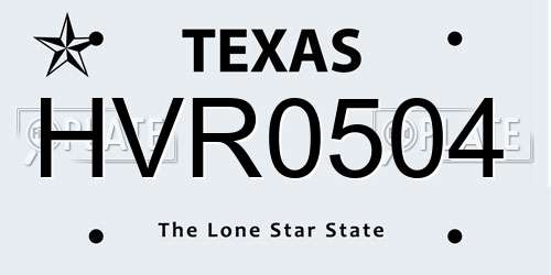 HVR0504 Texas License Plate