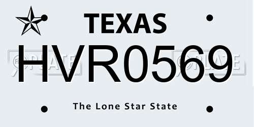 HVR0569 Texas License Plate