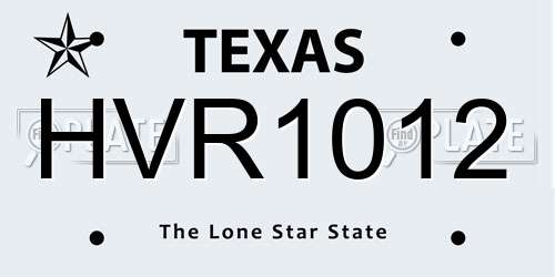 HVR1012 Texas License Plate