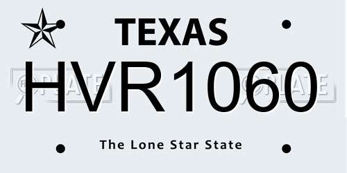 HVR1060 Texas License Plate