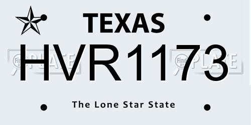 HVR1173 Texas License Plate