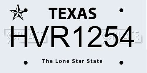 HVR1254 Texas License Plate