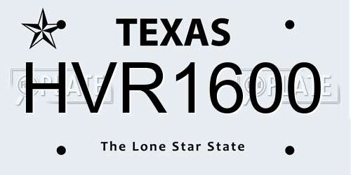 HVR1600 Texas License Plate