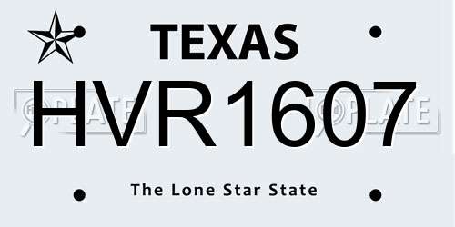 HVR1607 Texas License Plate