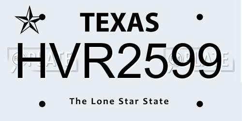 HVR2599 Texas License Plate