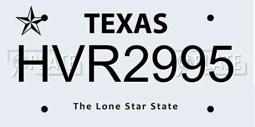 HVR2995 Texas License Plate