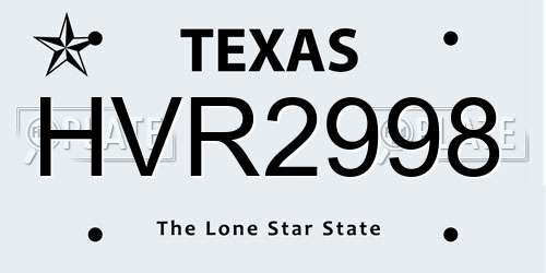 HVR2998 Texas License Plate