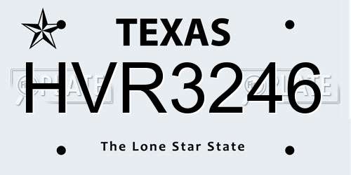 HVR3246 Texas License Plate