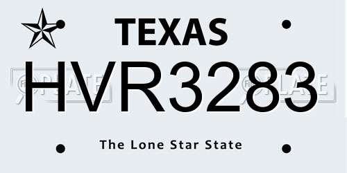 HVR3283 Texas License Plate