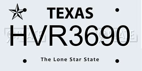 HVR3690 Texas License Plate