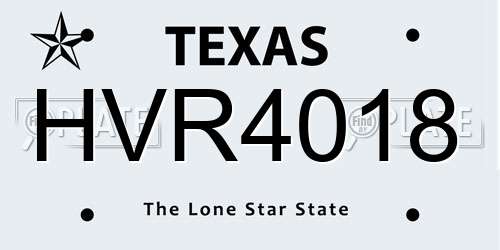 HVR4018 Texas License Plate