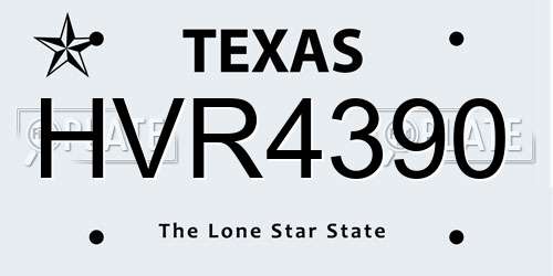 HVR4390 Texas License Plate