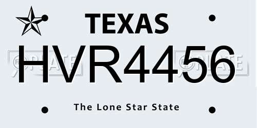 HVR4456 Texas License Plate