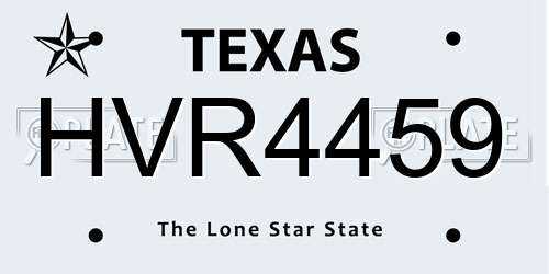 HVR4459 Texas License Plate