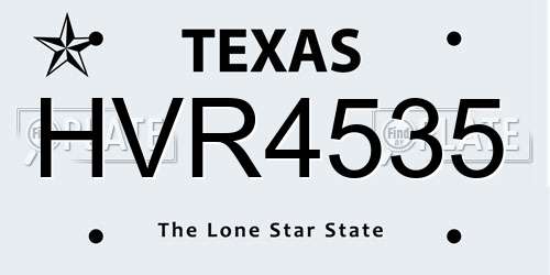 HVR4535 Texas License Plate
