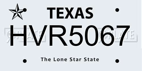 HVR5067 Texas License Plate