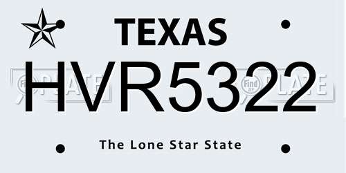 HVR5322 Texas License Plate