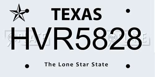 HVR5828 Texas License Plate