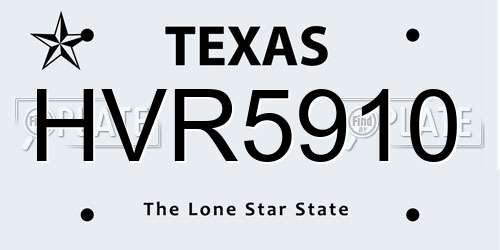 HVR5910 Texas License Plate