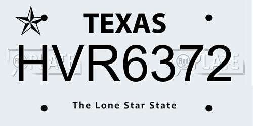 HVR6372 Texas License Plate