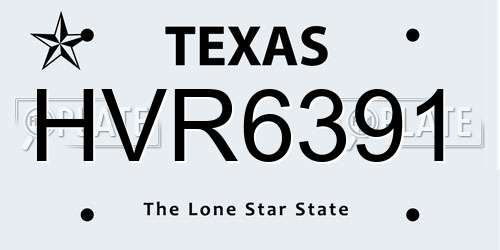 HVR6391 Texas License Plate