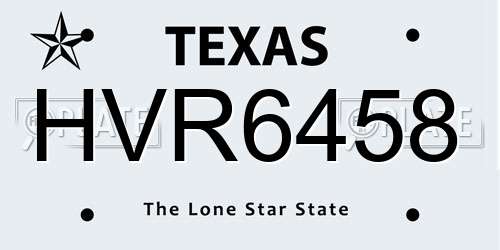 HVR6458 Texas License Plate