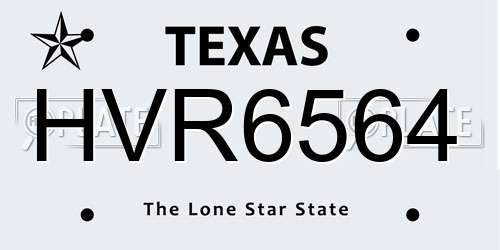 HVR6564 Texas License Plate