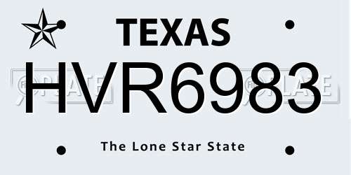 HVR6983 Texas License Plate