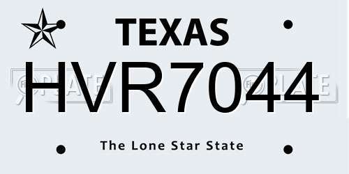 HVR7044 Texas License Plate